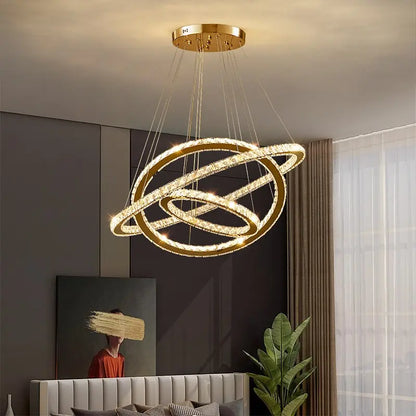 Lulus LED Prism Luminis, Crystal and Metal, 4 κύκλοι, Dimable, ρυθμιζόμενο ύψος, κρύο/ζεστό/ουδέτερο φως, πολυτελές φωτισμό
