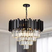 Crystal πολυέλαιος Blois Noble 4XE14, διάμετρος 40cm, μαύρο, ρυθμιζόμενο ύψος