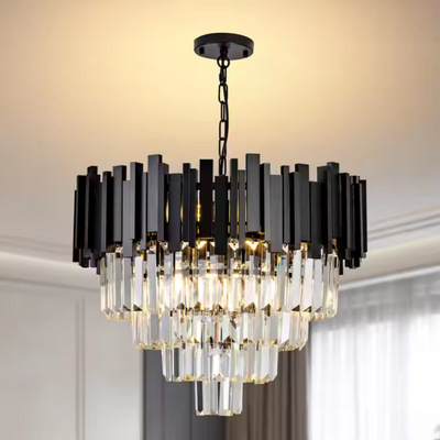 Crystal πολυέλαιος Blois Noble 4XE14, διάμετρος 40cm, μαύρο, ρυθμιζόμενο ύψος