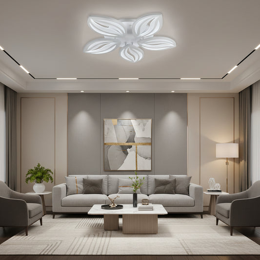 Πολυέλαιος LED με τηλεχειριστήριο ORCHID 66W, 5 Πέταλα, Κρύο/Ζεστό/Ουδέτερο φως, Ρυθμιζόμενο, Λευκό