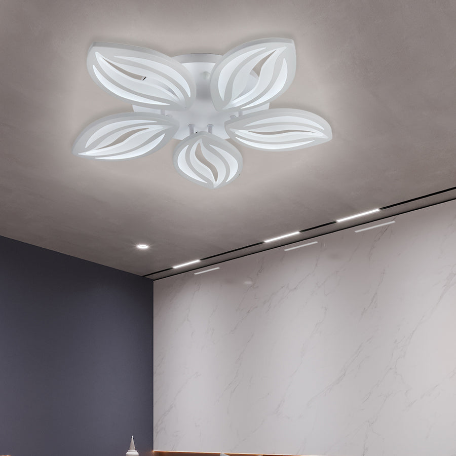 Πολυέλαιος LED με τηλεχειριστήριο ORCHID 65W, 5 Πέταλα, Κρύο/Ζεστό/Ουδέτερο φως, Ρυθμιζόμενο, Λευκό