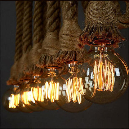 Vintage Πολυέλαιος LV102/150X120, 2xE27, Rustic, String and Metal, 150cm, Μαύρο Στήριγμα