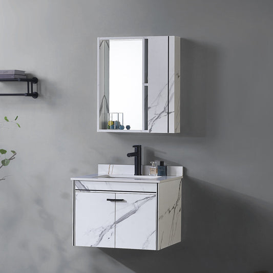 Έπιπλα μπάνιου σετ 60x48cm 3 λευκά -λευκά κομμάτια
