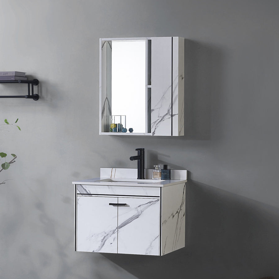 Έπιπλα μπάνιου σετ 60x48cm 3 λευκά -λευκά κομμάτια