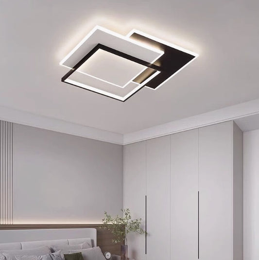 LED πολυέλαιος με γεωμετρία τηλεχειρισμού Cubo, 120W, 3 τετράγωνα, κρύο/ζεστό/ουδέτερο φως, ασταθές, μαύρο