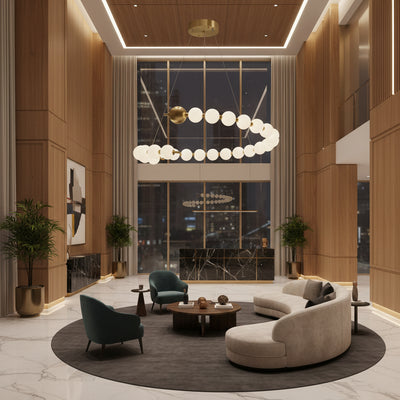Aurelia 41W Ακρυλικός LED Κρεμαστός Πολυέλαιος με Τηλεχειριστήριο, Ρυθμιζόμενος, 3000K/4000K/6000K, Χρυσός, Μέταλλο και Ακρυλικό
