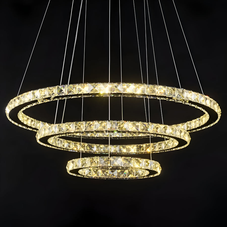 LED LED LUMINIS, 78W, Crystal and Metal, 3 κύκλοι, Dimable, ρυθμιζόμενο ύψος, κρύο/ζεστό/ουδέτερο φως, πολυτελές φωτισμό