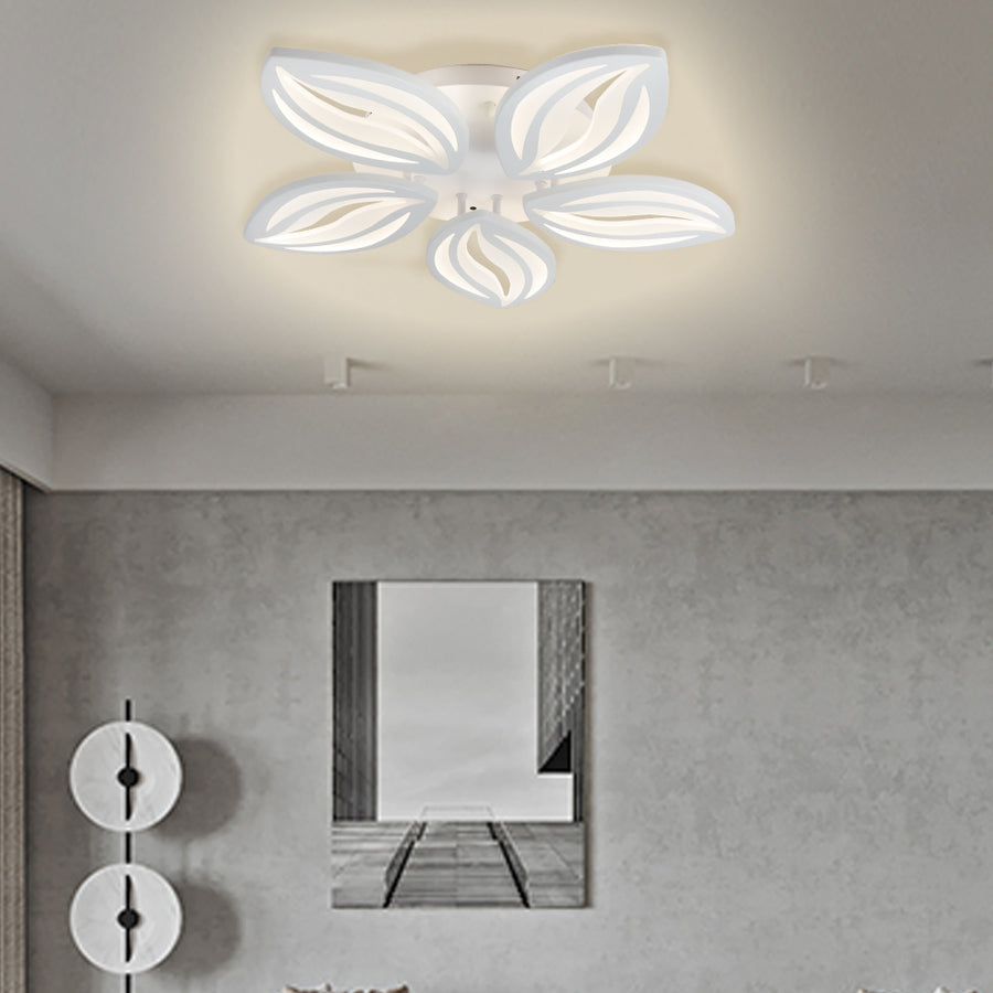 Πολυέλαιος LED με τηλεχειριστήριο ORCHID 65W, 5 Πέταλα, Κρύο/Ζεστό/Ουδέτερο φως, Ρυθμιζόμενο, Λευκό