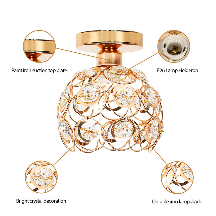 Vera Chandelier, 1*E27, Χρυσό, Μέταλλο και Κρύσταλλο