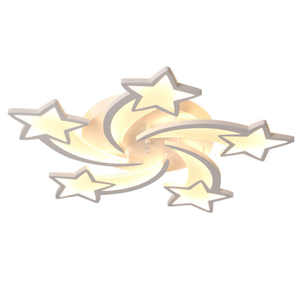 Πολυέλαιος LED με τηλεχειριστήριο IPOMOEA 69W, 5 αστέρια, Κρύο/Ζεστό/Ουδέτερο φως, Ρυθμιζόμενο, Λευκό