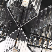 Sasha Modern Classic Chandelier, LC117/5BK, 5x E27, Metal and Crystal, Μαύρο, Αμπαζούρ