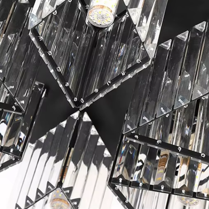 Sasha Modern Classic Chandelier, LC117/5BK, 5x E27, Metal and Crystal, Μαύρο, Αμπαζούρ