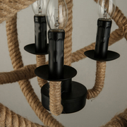 Vintage Πολυέλαιος LV585/4BK, 4xE14, Rustic Barn, String and Metal, 30cm, Μαύρο