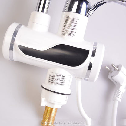 Ηλεκτρική βρύση με άμεση θέρμανση νερού, οθόνη θερμοκρασίας LED, οριζόντια με νεροχύτη/μπανιέρα, ισχύ 3000 W, ζεστό νερό 30 ° C-60 ° C, λευκό, Z007XDT