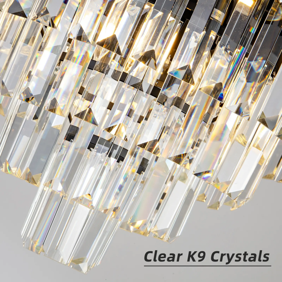 Crystal πολυέλαιος Blois Noble 4XE14, διάμετρος 40cm, μαύρο, ρυθμιζόμενο ύψος
