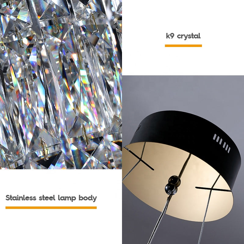 Κρυστάλλινος πολυέλαιος LED με τηλεχειριστήριο Regalis, Μήκος 58 εκ., Γυαλιστερό χρώμιο, Ζεστό/Ψυχρό/Ουδέτερο φως 3000K/4000K/6000K, Ρυθμιζόμενο ύψος, Ρυθμιζόμενο φως, Μέταλλο και Κρύσταλλο