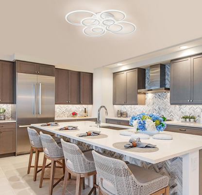 Πολυέλαιος LED με τηλεχειριστήριο BETTY 130W, 8 κύκλοι, Κρύο/Ζεστό/Ουδέτερο φως, Ρυθμιζόμενο, Λευκό