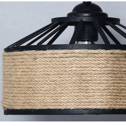 Vintage Πολυέλαιος LV300/300BK, 1xE27, Rustic Barn, String and Metal, 150cm, Μαύρο