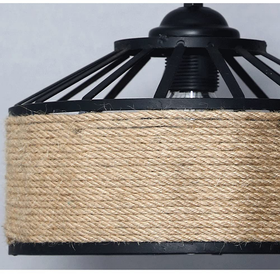 Vintage Πολυέλαιος LV300/300BK, 1xE27, Rustic Barn, String and Metal, 150cm, Μαύρο