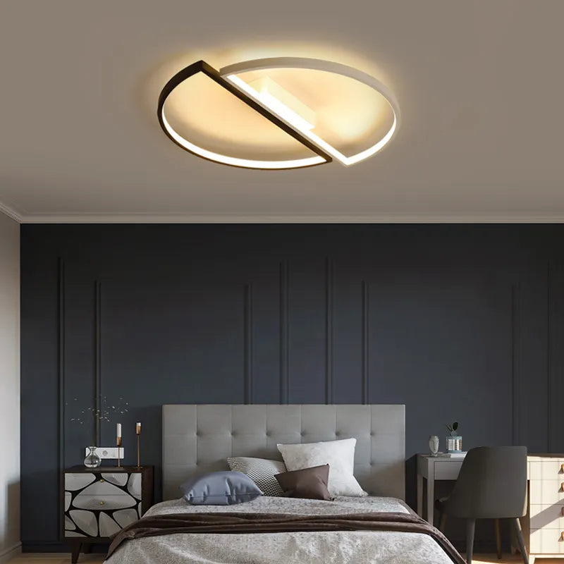 LED LED Vector Arcus, Semicircles, 35W, Metallic, Wasable, Cold/Hot/Neutral Light, Black with White, Modern Design