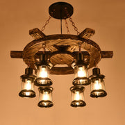 Vintage Πολυέλαιος LV592/6BK, 6xE27, Rustic Barn, String and Metal, 70cm, Μαύρο