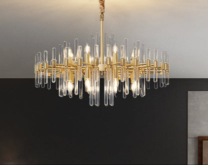 Crystal Chandelier CC850/620GD, 10xE14, 62X45cm, Ρυθμιζόμενο ύψος, Γυαλιστερό χρυσό, Κομψή σχεδίαση, μέταλλο και κρύσταλλα