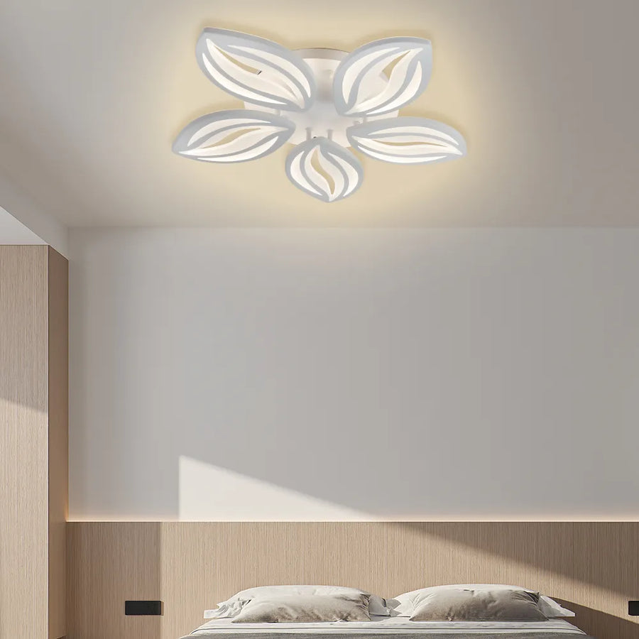 LED πολυέλαιος με τηλεχειριστήριο ορχιδέα, 65W, 5 πέταλα, κρύο/ζεστό/ουδέτερο φως, ασταθές, λευκό