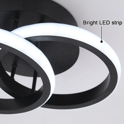 Πολυέλαιος LED VERTEX CIRCULA 22W, 2 Κύκλοι, Μεταλλικοί Σκελετοί, Κρύο/Ζεστό/Ουδέτερο φως, Μαύρο