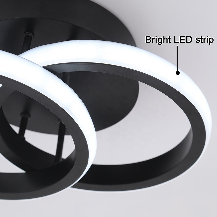Πολυέλαιος LED VERTEX CIRCULA 22W, 2 Κύκλοι, Μεταλλικοί Σκελετοί, Κρύο/Ζεστό/Ουδέτερο φως, Μαύρο