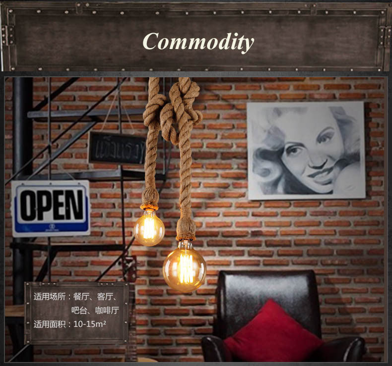 Vintage Πολυέλαιος LV102/150X120, 2xE27, Rustic, String and Metal, 150cm, Μαύρο Στήριγμα