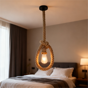 Vintage Πολυέλαιος LV103/130, 1xE27, Rustic, String and Metal, 130cm, Μαύρο Στήριγμα