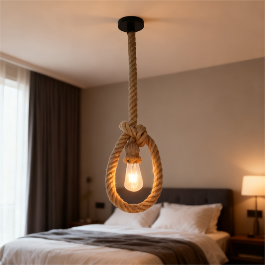 Vintage Πολυέλαιος LV103/130, 1xE27, Rustic, String and Metal, 130cm, Μαύρο Στήριγμα