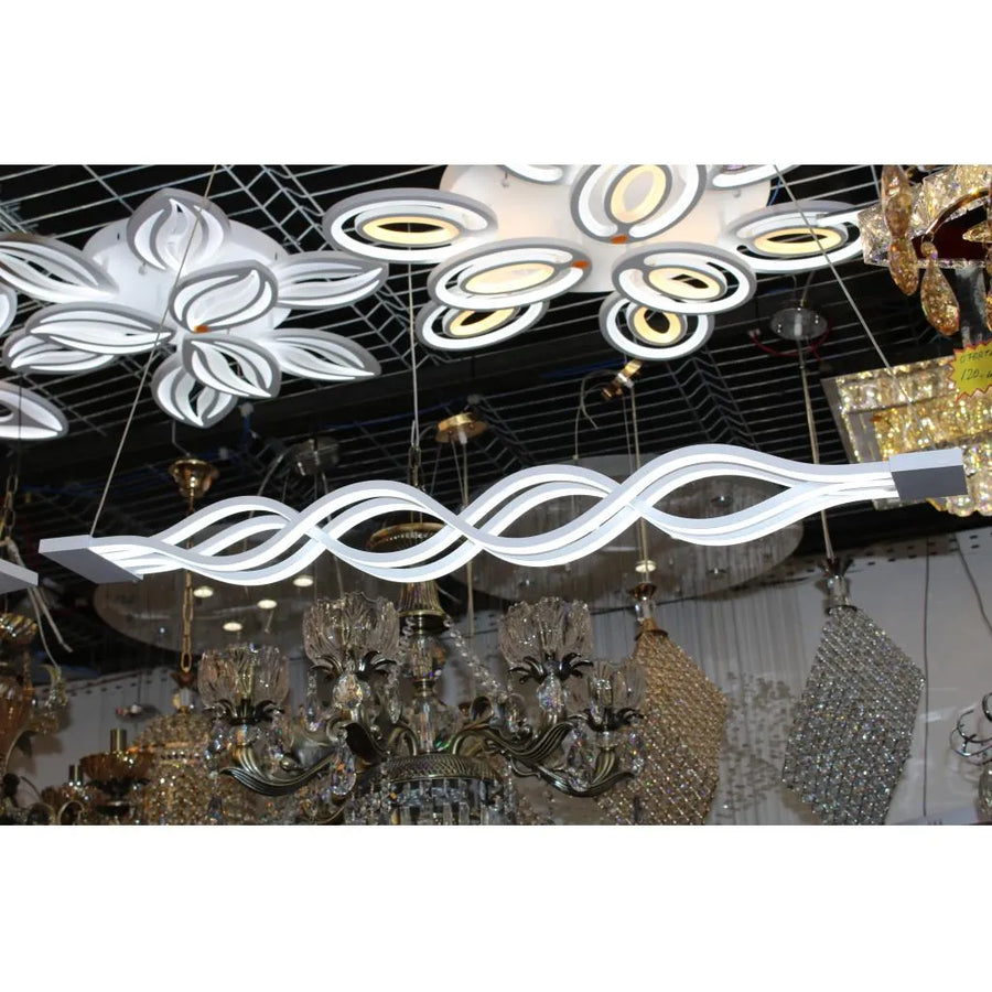 LED πολυέλαιος αιωρούμενος με τηλεχειριστήριο κύματος, 105W, ρυθμιζόμενο ύψος, κρύο/ζεστό/ουδέτερο φως, μαργαρίτα, λευκό