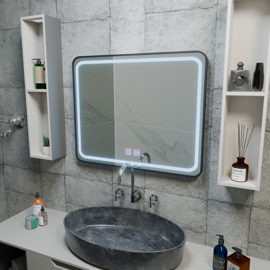 Mirror LED ορθογώνιο 100x65cm - Edge Luminous Touch System, Black Frame