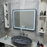 Mirror LED ορθογώνιο 90x75cm Edge Edge Luminous Touch System, Black Frame
