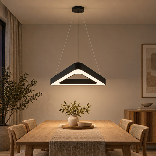 Κρεμαστός πολυέλαιος LED ANGLE, 60cm, 25W, Ρυθμιζόμενο ύψος, Ψυχρό φως, Μαύρο, Μεταλλικό και Ακρυλικό