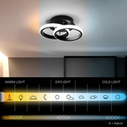 Πολυέλαιος LED VERTEX CIRCULA 22W, 2 Κύκλοι, Μεταλλικοί Σκελετοί, Κρύο/Ζεστό/Ουδέτερο φως, Μαύρο