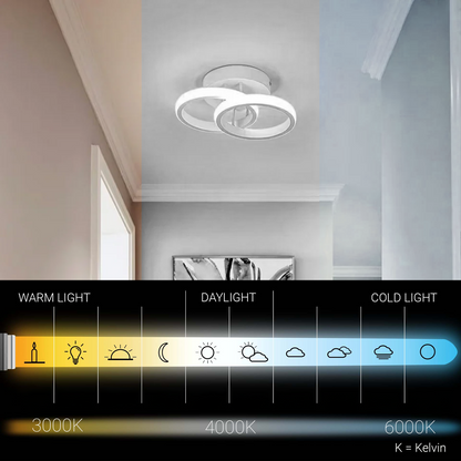 Πολυέλαιος LED VERTEX CIRCULA 22W, 2 Κύκλοι, Μεταλλικοί Σκελετοί, Κρύο/Ζεστό/Ουδέτερο φως, Λευκό