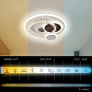 Πολυέλαιος LED με κρύσταλλο HELIOX, 43W, 4 κύκλοι, Κρύο/Ζεστό/Ουδέτερο φως, Λευκό