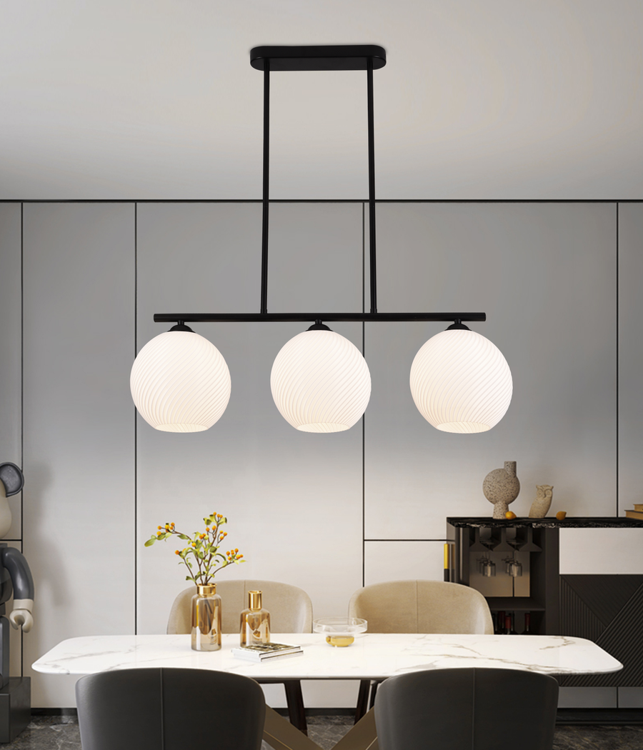 Κρεμαστός Πολυέλαιος LM520/3BK, 3XE27, 59*20*25, Μαύρο, Λευκό, Σιδερένιο, Πλεξιγκλάς