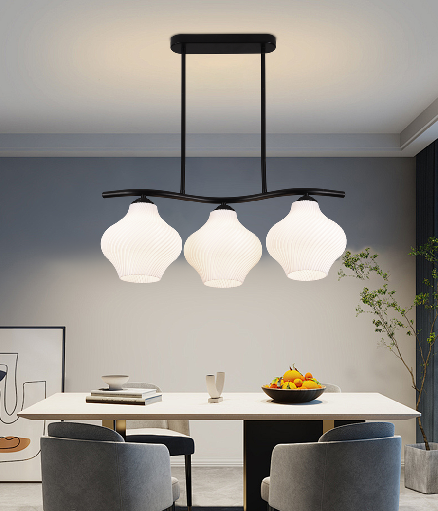 Κρεμαστός πολυέλαιος LM521/3BK, 3XE27, 59*20*25, IP20, Μαύρο, Λευκό, Σίδερο, Πλεξιγκλάς, Λαμπτήρες Δεν περιλαμβάνονται