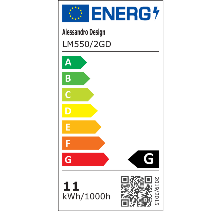 Κρεμαστός πολυέλαιος LED LM550/2GD, 11W, Φως 3000/4000/6000K, Χρυσός, Ρυθμιζόμενο ύψος