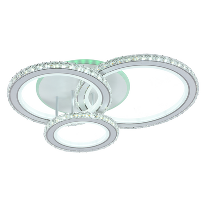 Πολυέλαιος LED με τηλεχειριστήριο και κρύσταλλο NOVA ROTONDA RGB 154W, 3 Κύκλοι, Κρύο/Ζεστό/Ουδέτερο φως, Ρυθμιζόμενο, Λευκό