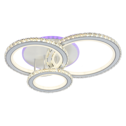Πολυέλαιος LED με τηλεχειριστήριο και κρύσταλλο NOVA ROTONDA RGB 154W, 3 Κύκλοι, Κρύο/Ζεστό/Ουδέτερο φως, Ρυθμιζόμενο, Λευκό