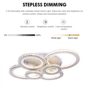 Πολυέλαιος LED με τηλεχειριστήριο και κρύσταλλο NOVA ROTONDA RGB 154W, 6 Κύκλοι, Κρύο/Ζεστό/Ουδέτερο φως, Ρυθμιζόμενο, Λευκό