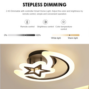 Πολυέλαιος LED με τηλεχειριστήριο MOON AND STAR 45W, 2 Στοιχείων, Κρύο/Ζεστό/Ουδέτερο φως, Ρυθμιζόμενο, Μαύρο