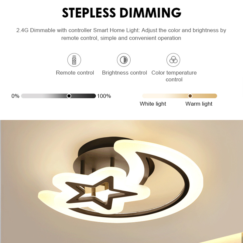 Πολυέλαιος LED με τηλεχειριστήριο MOON AND STAR 45W, 2 Στοιχείων, Κρύο/Ζεστό/Ουδέτερο φως, Ρυθμιζόμενο, Μαύρο