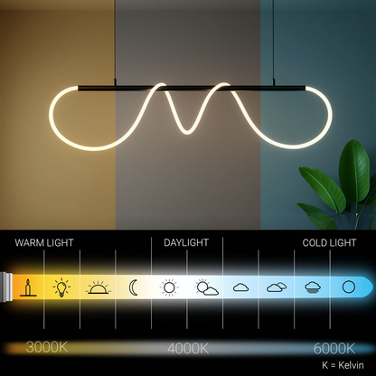 Πολυέλαιος DIVINO LED με εύκαμπτο σωλήνα σιλικόνης - 62W, ρυθμιζόμενο φως, ματ μαύρο
