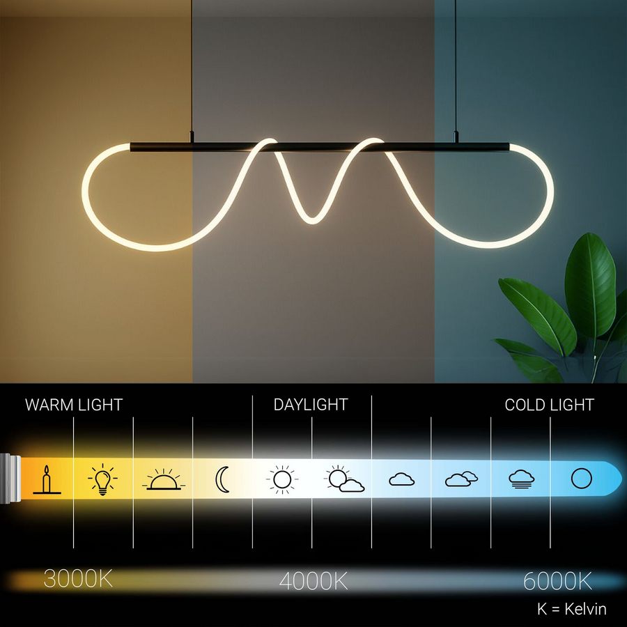 Πολυέλαιος DIVINO LED με εύκαμπτο σωλήνα σιλικόνης - 62W, ρυθμιζόμενο φως, ματ μαύρο