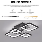 Πολυέλαιος LED με τηλεχειριστήριο ELLA 85W, 4 Τετράγωνα, Κρύο/Ζεστό/Ουδέτερο φως, Ρυθμιζόμενο, Μαύρο